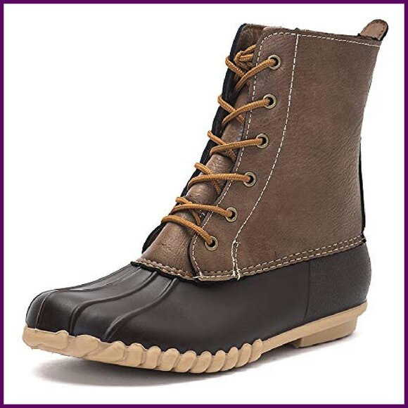 Women's Waterproof Duck Boots Winter Snow Boots Non-Slip Zipper Mid-Calf - Picture 2 of 7